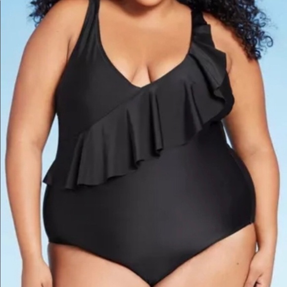 KONA SOL RUFFLE SWIMSUIT.SIZE 20W.COLOR BLACK - Picture 1 of 6